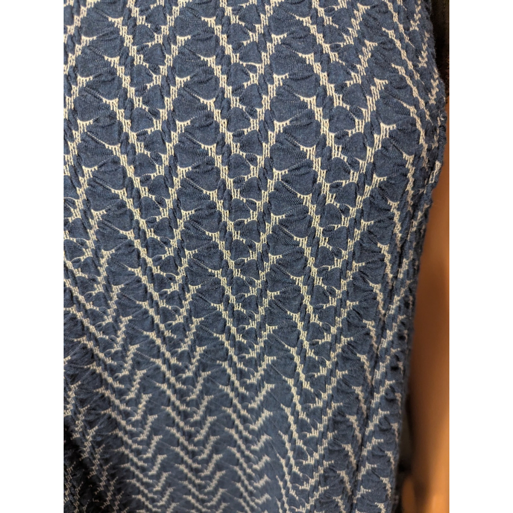 Anthropologie Postmark Woman Medium Textured Tank blue white chevron black lace - Picture 3 of 8